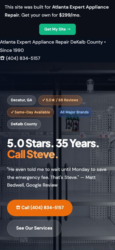 Atlanta Expert Appliance mobile site