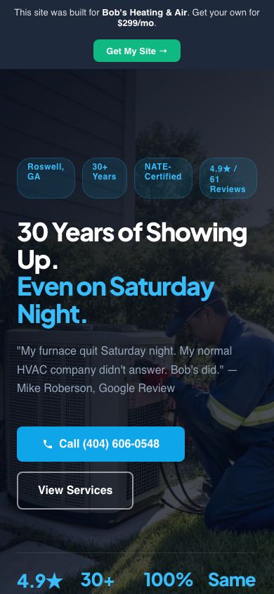 Bob's HVAC mobile site