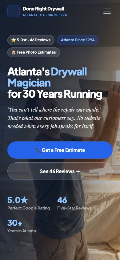 Done Right Drywall mobile site