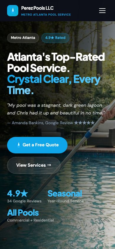 Perez Pools LLC mobile site