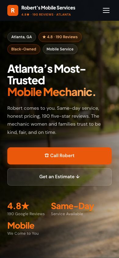 Roberts Mobile Services mobile site
