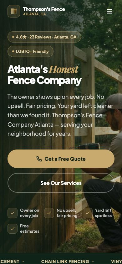 Thompson's Fence mobile site